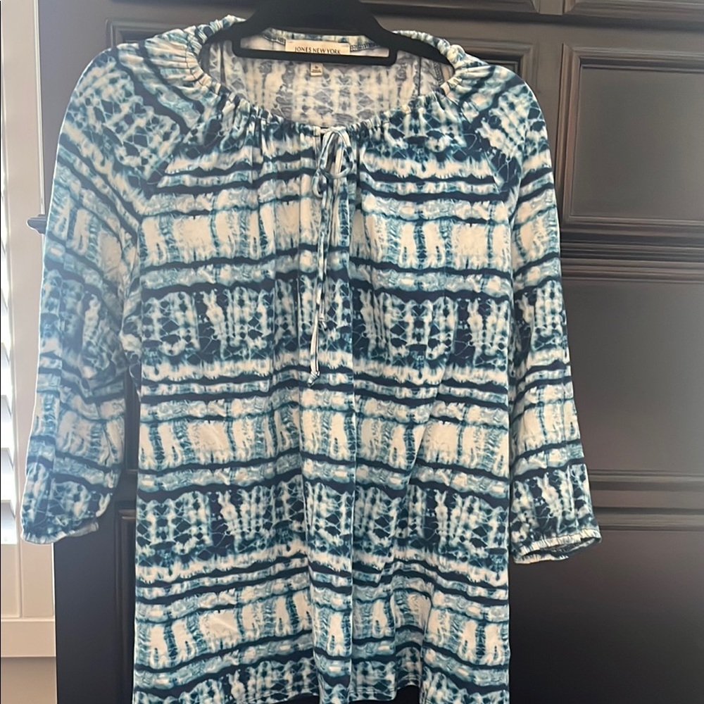 Blue and White Tie-Dye pattern Women's Top Jones New York 1x